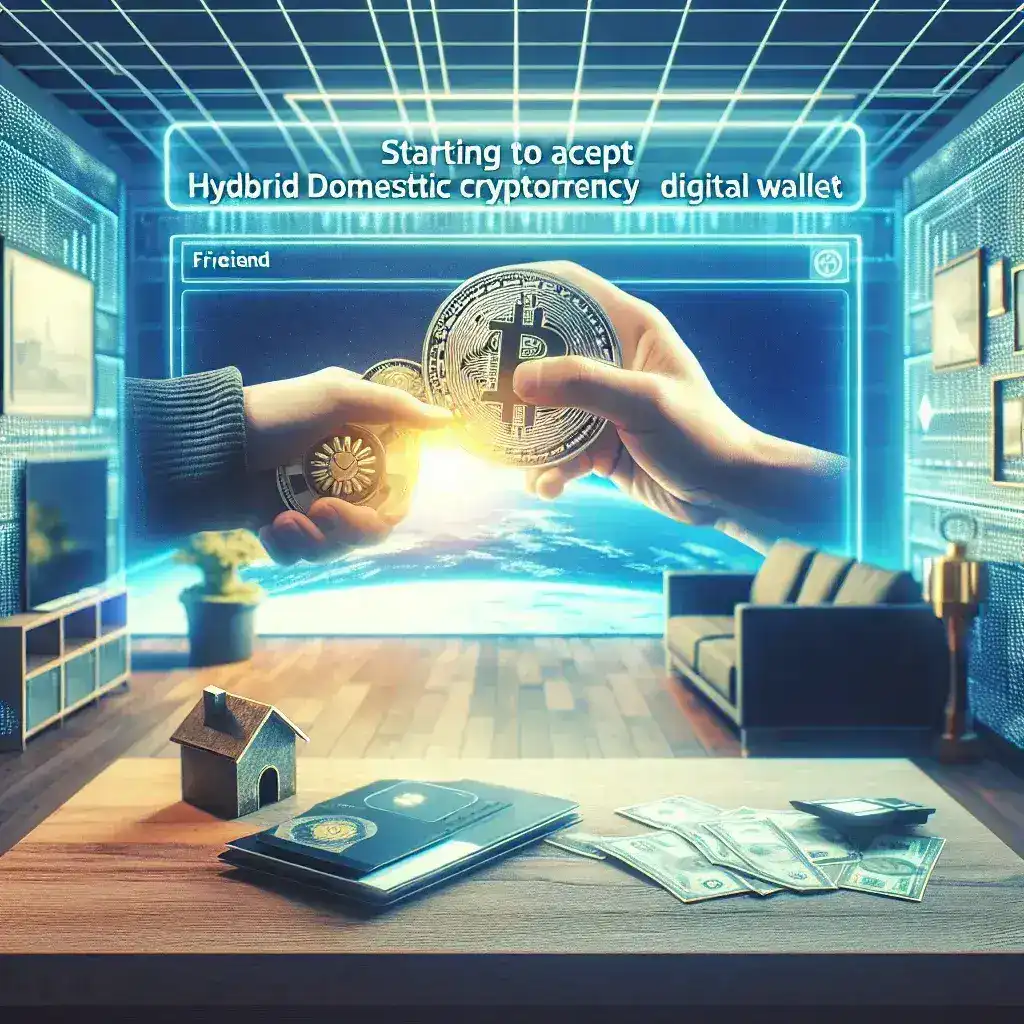 "Ilustrasi dompet hybrid domestik Sobatku menampilkan antarmuka yang user-friendly untuk menerima fiat dan kripto, menggambarkan inovasi dalam sistem pembayaran digital."