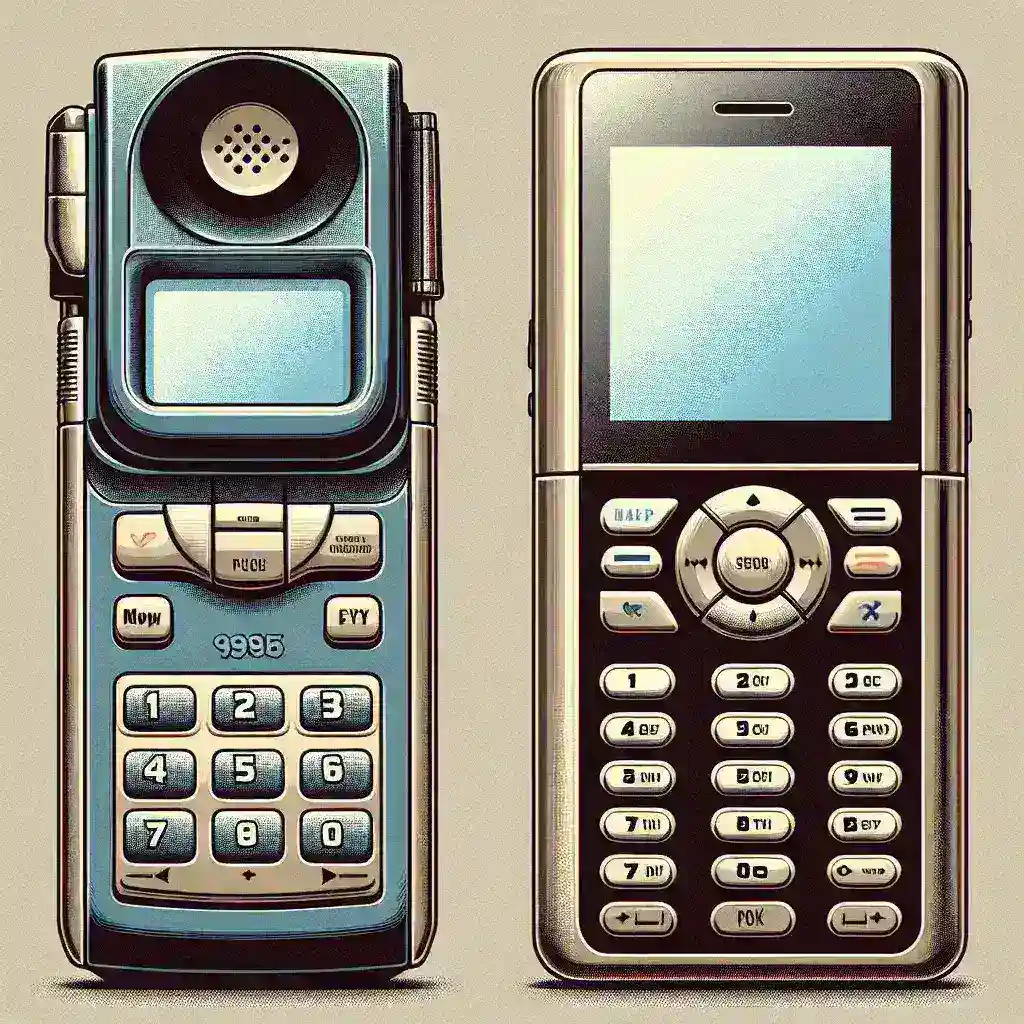 "Ilustrasi perbandingan antara ponsel flip dan ponsel biasa, menunjukkan desain, ukuran, dan fitur keduanya dalam konteks ketahanan dan daya tahan, terkait artikel analisis Ponsel Flip vs. Ponsel Biasa."