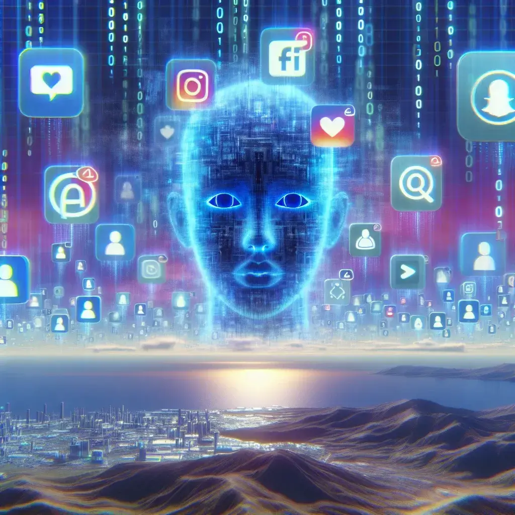 "Kominfo warns the public about the risks of deepfake AI applications on social media, highlighting concerns over misinformation and digital security in a visually engaging infographic."
