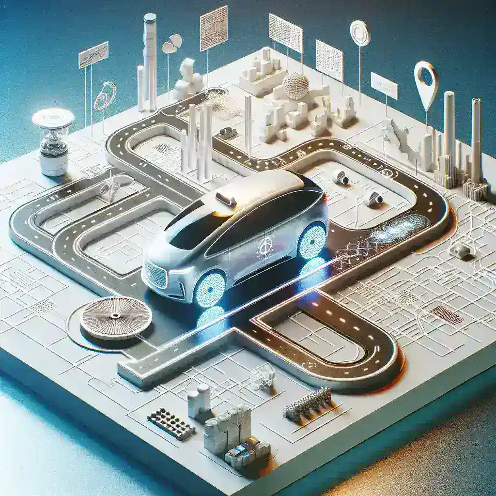 "Diagram of Indonesia's National Autonomous Taxi Roadmap launched by Kemenhub, showcasing key milestones and objectives for self-driving taxi implementation."