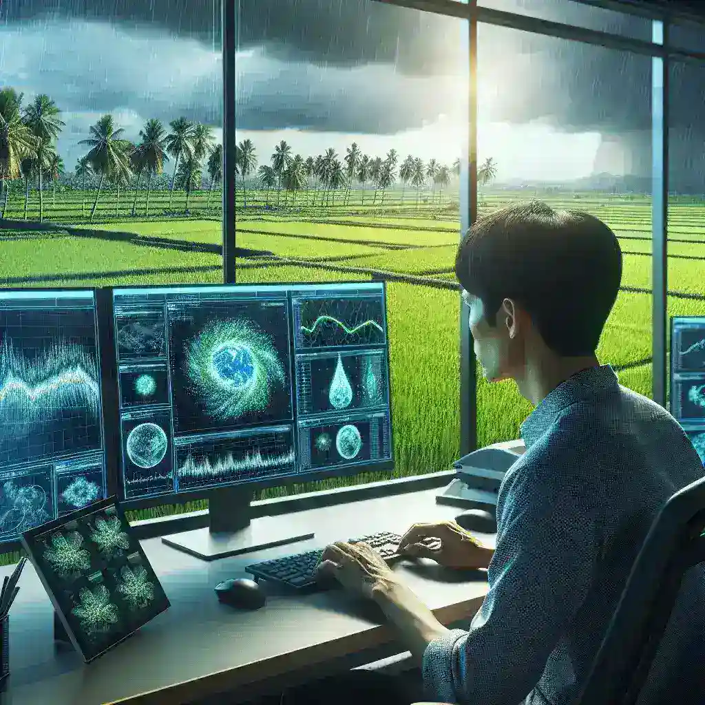 "BMKG menggunakan teknologi AI untuk menganalisis dampak perubahan iklim di Indonesia, dengan visualisasi data yang menunjukkan tren cuaca dan iklim terbaru."